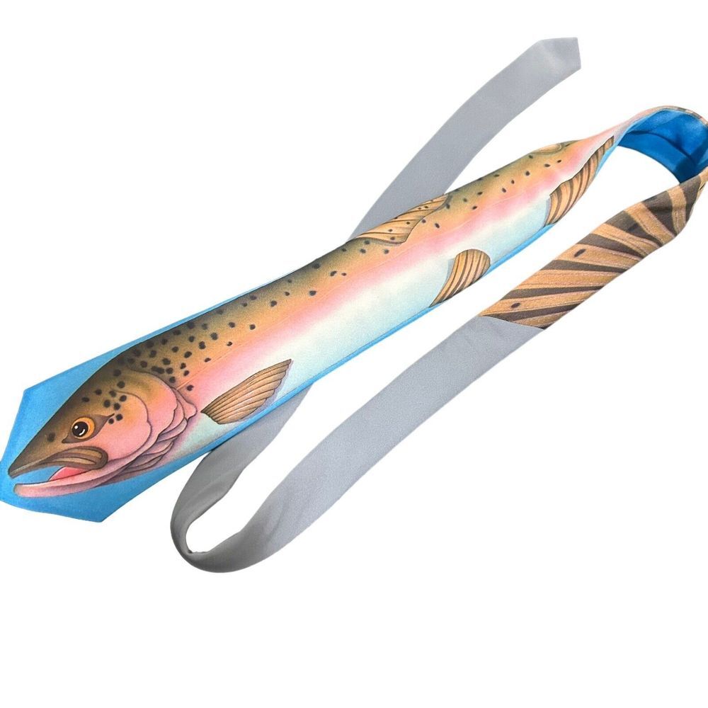 Fishing Designer Salmon Sports TIE BLUE Men 3.25 X 59
